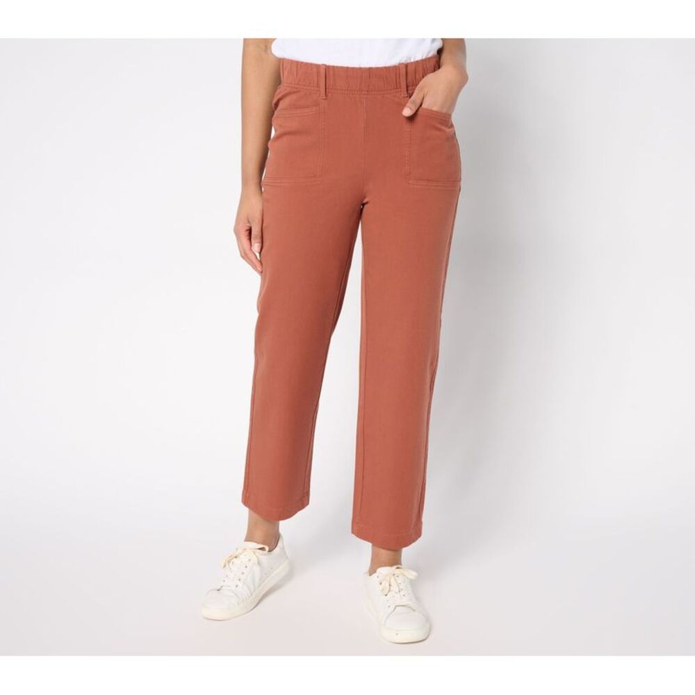 Anybody Women's Petite Pants PM All-Stretch Twill Straight Leg Brown A683178
